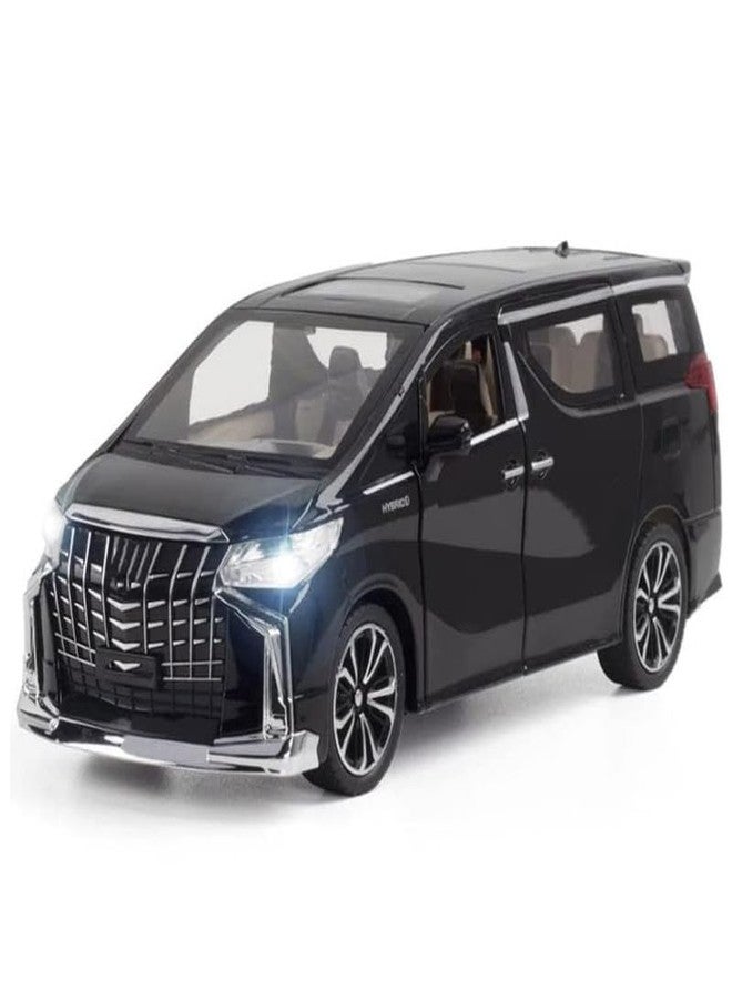 AHBHT Kids Model 1:24 Alphard Die Cast Metal Car Pull Back Action Opening Doors with Realistic Engine Sound Lights Toy Car Gift for Boys - Black - Image 1